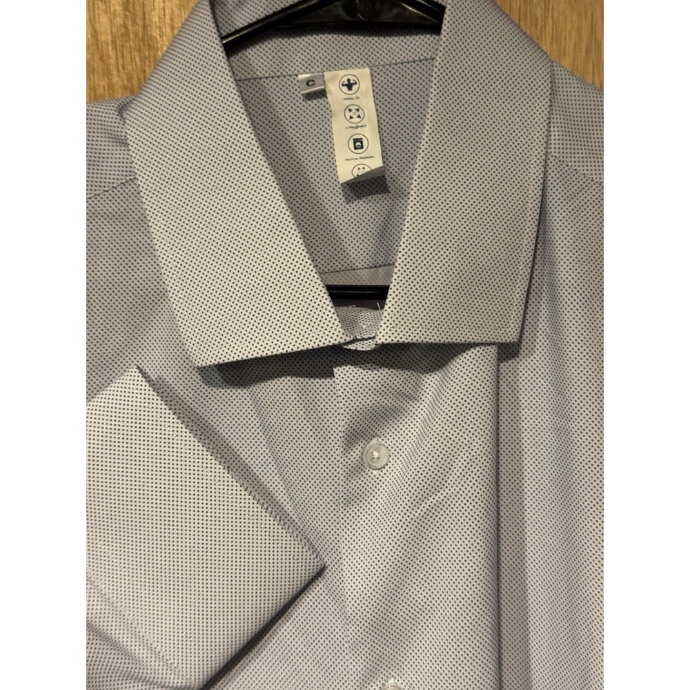 State & Liberty  Extra Large Blue Dots Long Sleeve Button Up Mens XL Tall (Q1)